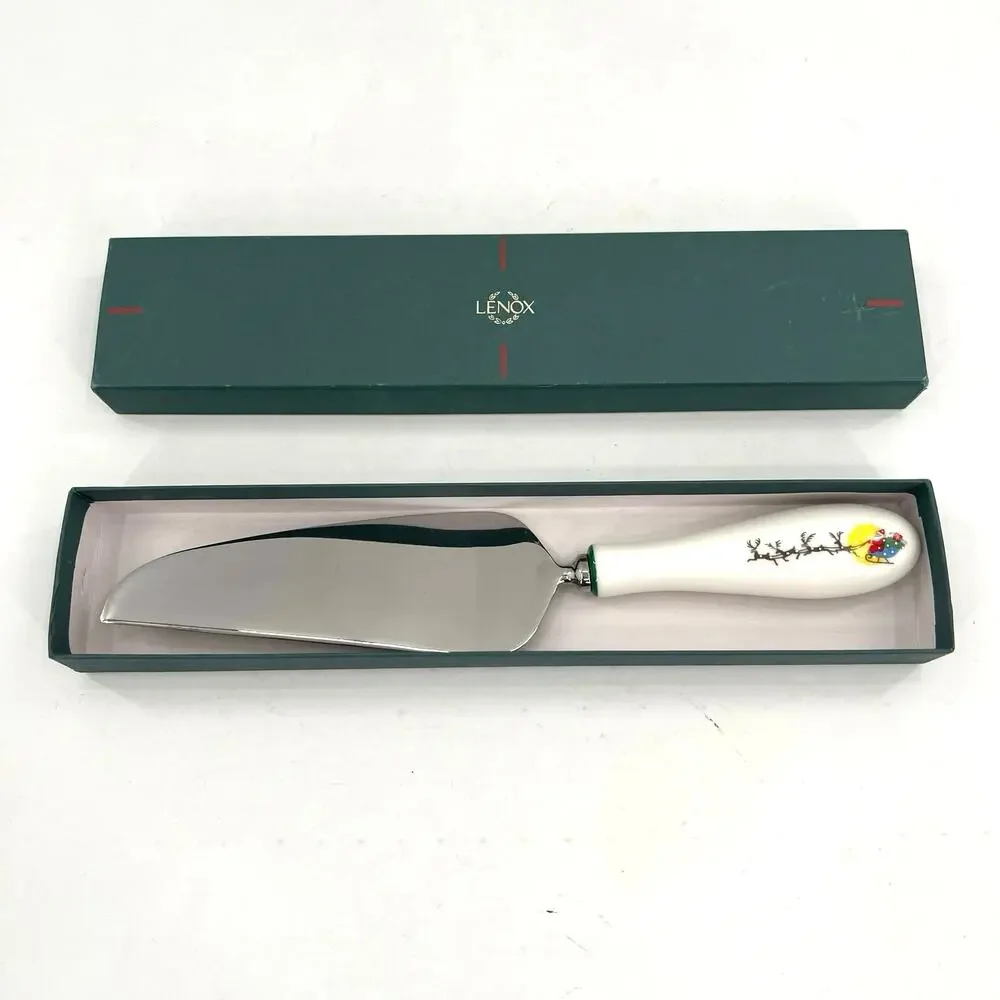 Lenox Sleighride Stainless Steel pastry cake or pie server Santa Christmas